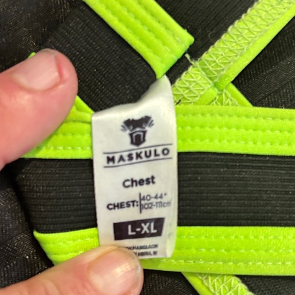 Men's Neon Green and Black Suspenders - Picture 2 of 3